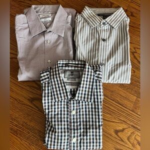 Black Brown 1826 CK Banana Republic Men's Checkered and Striped Shirt Trio